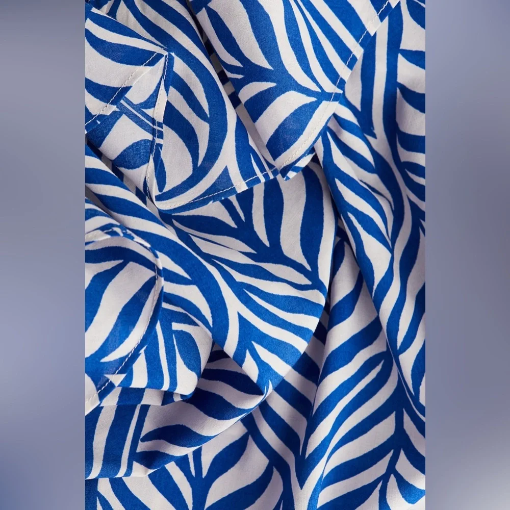 🌻 HOST PICK 🌻 🌊 Frill-Trimmed Blue & White H&M Summer Strappy Dress 🌊 - Picture 2 of 3